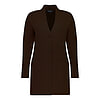 Damesvest V neck long Brown Mel