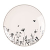 Afbeelding Dinerbord beige met zwarte bloemen 1