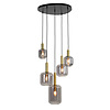 Hanglamp 5L Lekar antiek brons met smoke glas