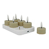 Afbeelding LED theelichten Greige met oplader 1