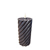 Twisted Pillar Candle Rustic Black 7.5x15cm