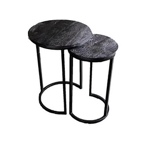 Bijzettafel set 2 zwart 