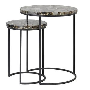 Bijzettafel set van 2 Axat Agaat bruin zwart