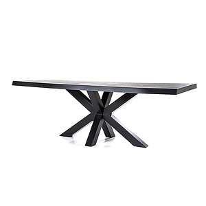 Boomstam tafel met spinpoot 200x100cm zwart