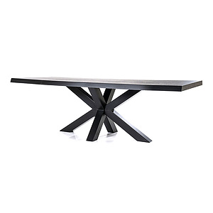 Boomstam tafel met spinpoot 240x100cm zwart
