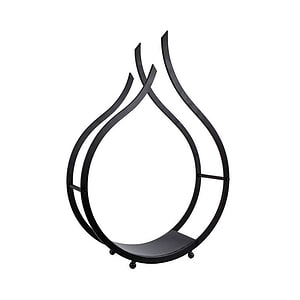 Brandhoutrek Flame zwart metaal