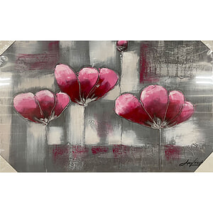 Canvas Schilderij Flowers grijs roze