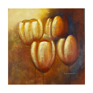 Canvas Schilderij Flowers Oranje