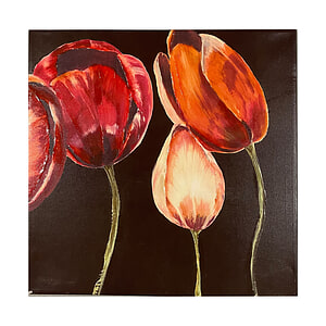 Canvas Schilderij Flowers Rood Oranje