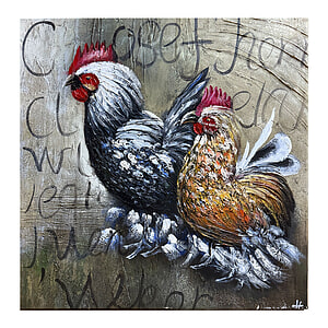 Canvas Schilderij Kip en Haan