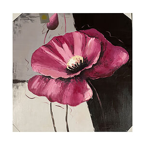 Canvas Schilderij Klaproos Roze zwart