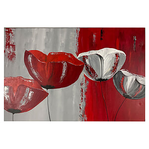 Canvas Schilderij Klaprozen Rood Wit