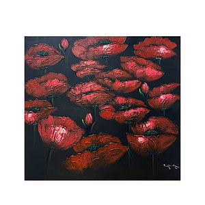 Canvas Schilderij Klaprozen zwart rood