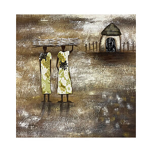 Canvas Schilderij  Mondiart Afrikaanse Werkers 