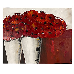 Canvas Schilderij twee bosjes bloemen-2