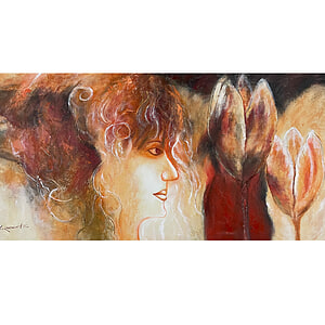 Canvas Schilderij Vrouw met bloemen