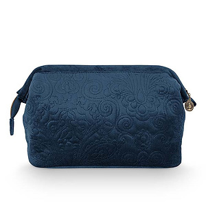 Cosmetic Purse Extra Large Velvet Quilted Days Blue