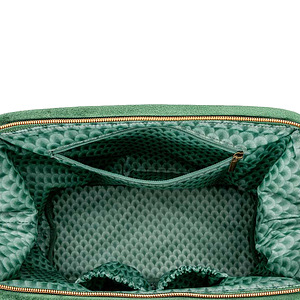 Cosmetic Purse Extra Large Velvet Quilted Green