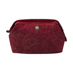Cosmetic Purse Large Velvet Quiltey Days Red