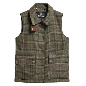 Dames Gilet Joyce Wool Olive Prince of wales