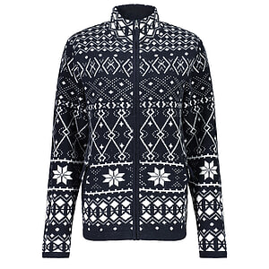 Dames vest Mock Neck Jacquard Navy Blue
