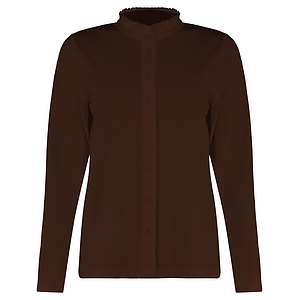 Damesblouse Ruffle Jersey Brown