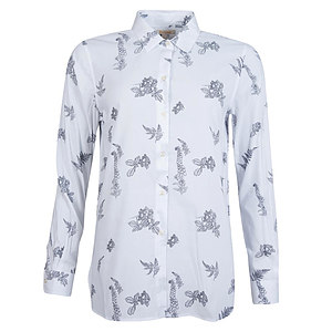 Damesblouse Safari white blaadjes