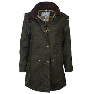 Damesjas Border wax jacket Sage