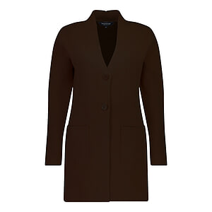 Damesvest V neck long Brown Mel