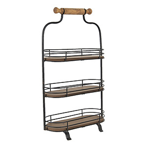 Etagere 3 laags zwart bruin ijzer hout