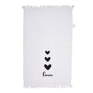 Gastendoekje wit zwart love hartjes