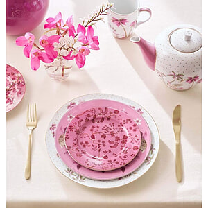 Gebaksbordje Jolie Flowers Roze 17cm