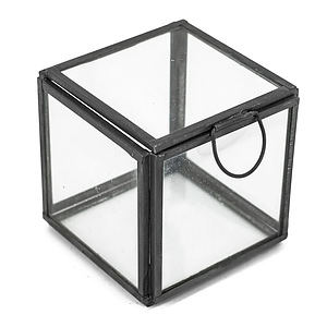 Glazen doosje met deksel vierkant zwart