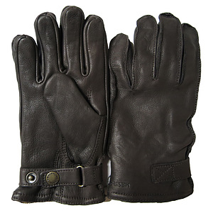 Handschoen deerskin wool terry dark brown