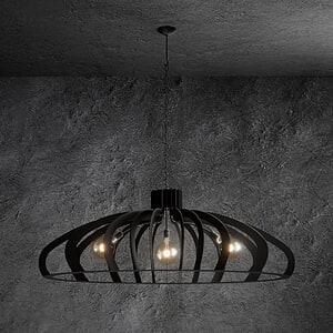 Hanglamp Ovaal Catania zwart (incl. lampen) 