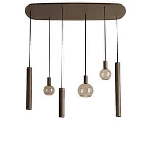 Hanglamp Riva deens ovaal platinum 6 lichts