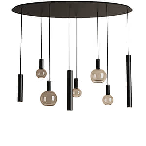 Hanglamp Riva ovaal zwart 8 lichts