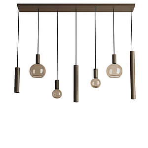 Hanglamp Riva recht 7 lichts platinum