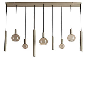 Hanglamp Riva recht 9 lichts quartz 