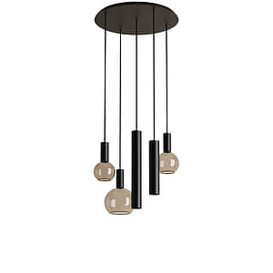 Hanglamp Riva rond 5 lichts zwart