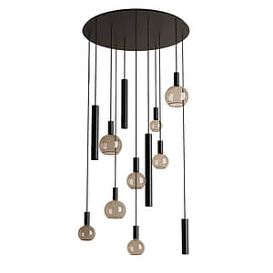 Hanglamp Riva rond 12 lichts zwart