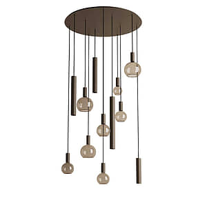 Hanglamp Riva rond 12 lichts platinum