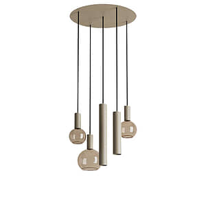 Hanglamp Riva rond 5 lichts quartz