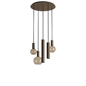 Hanglamp Riva rond 5 lichts platinum