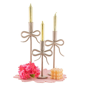 Kaarsenstandaard bow beige 30cm