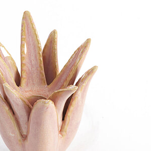 Kandelaar Cactus keramiek koraal S