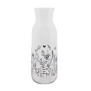 Karaf 1000ml met zwarte bloemen