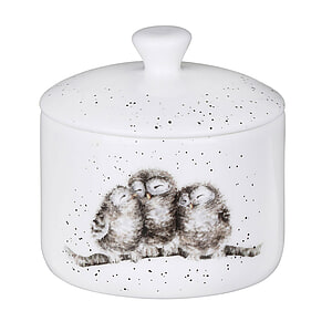 Kleine voorraad pot met deksel en uil