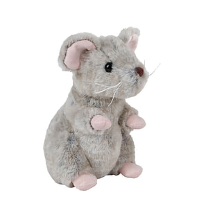 Knuffel Muis zittend 19cm Grijs