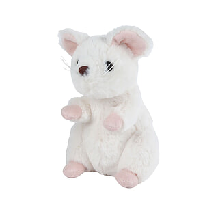 Knuffel Muis zittend 19cm Wit